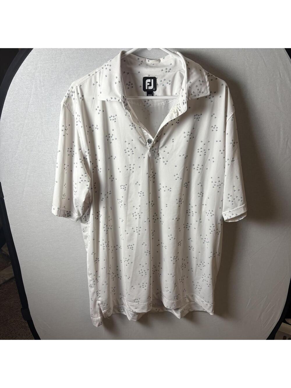 FootJoy Golf Polo Shirt White Bird Print, Size Large